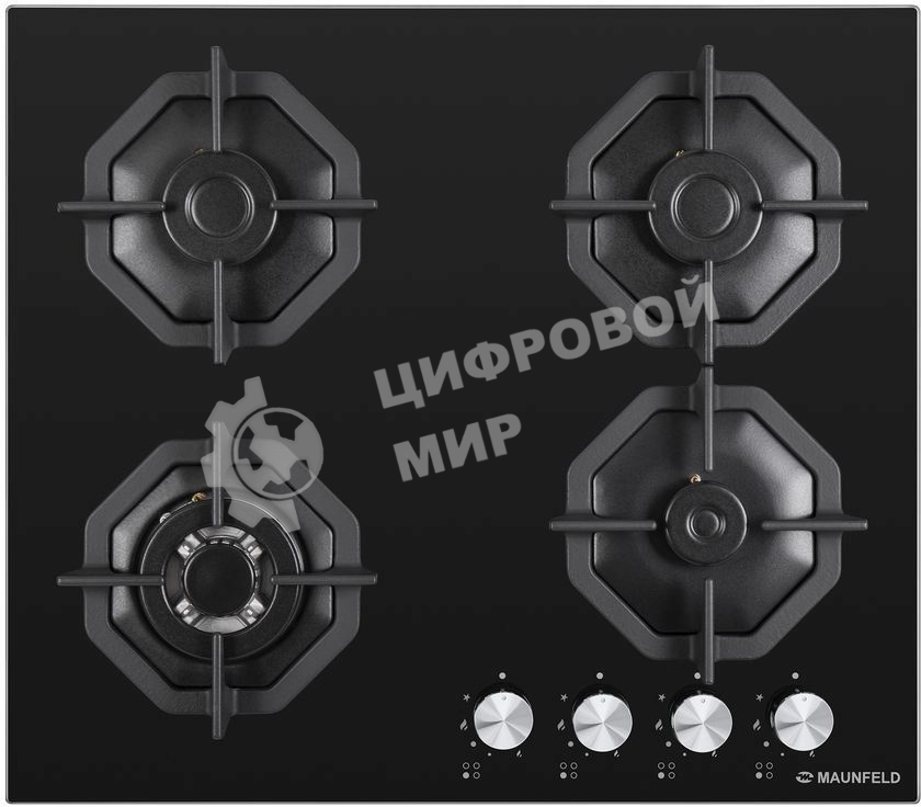Газовая варочная панель Maunfeld EGHG.64.23CB/G, 4 конфорки, закаленное стекло, черный