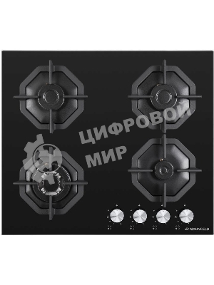 Газовая варочная панель Maunfeld EGHG.64.23CB/G, 4 конфорки, закаленное стекло, черный
