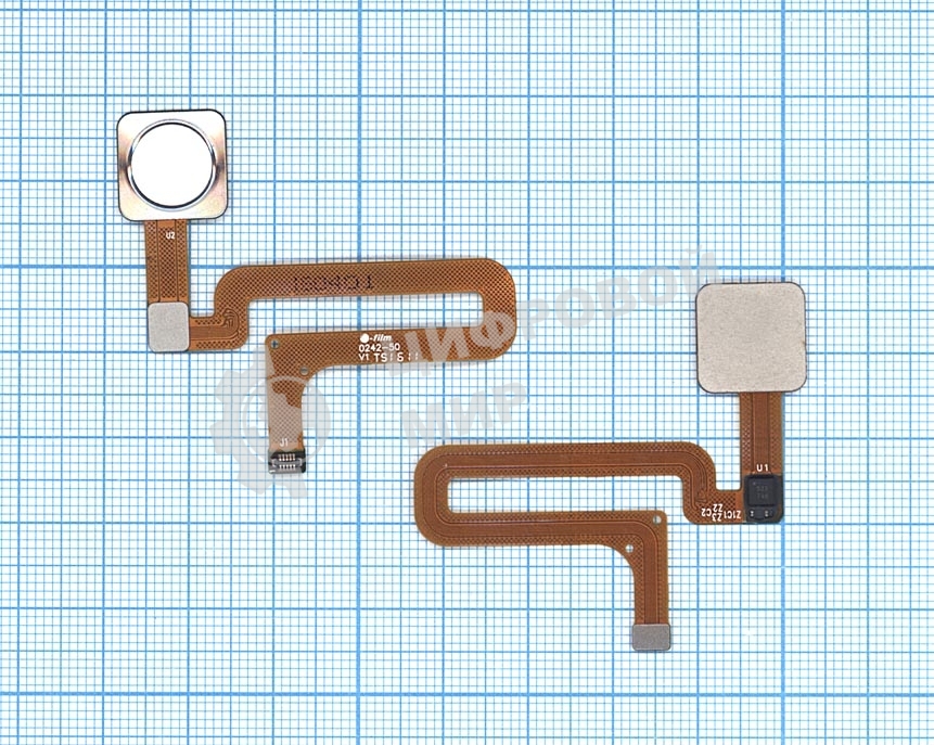 Шлейф со сканером отпечатка пальца для Xiaomi Mi 4S серебристый