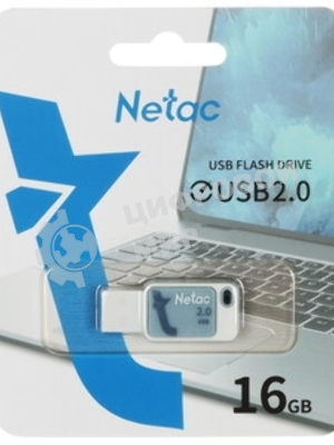 Флешка USB Netac UA31 (NT03UA31N-016G-20BL), 16Gb, USB 2.0, R/W 110/45, синий/белый