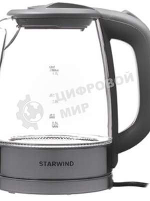 Электрочайник Starwind SKG2315 серый/серебристый, 1.7 л, 2200 Вт, скрытый нагревательный элемент
