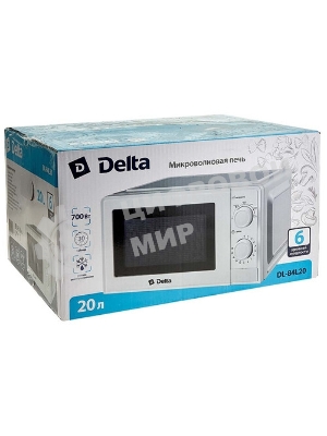 Микроволновая печь Delta DL-84L20 белый, 20 л, 700 Вт, переключатели - поворотный механизм
