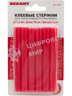 Клеевые стержни Rexant, Ø11 мм, 100 мм, красные, 6 шт., блистер