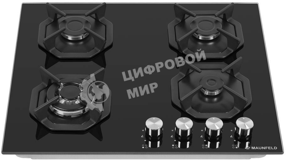 Газовая варочная панель Maunfeld EGHG.64.23CB/G, 4 конфорки, закаленное стекло, черный