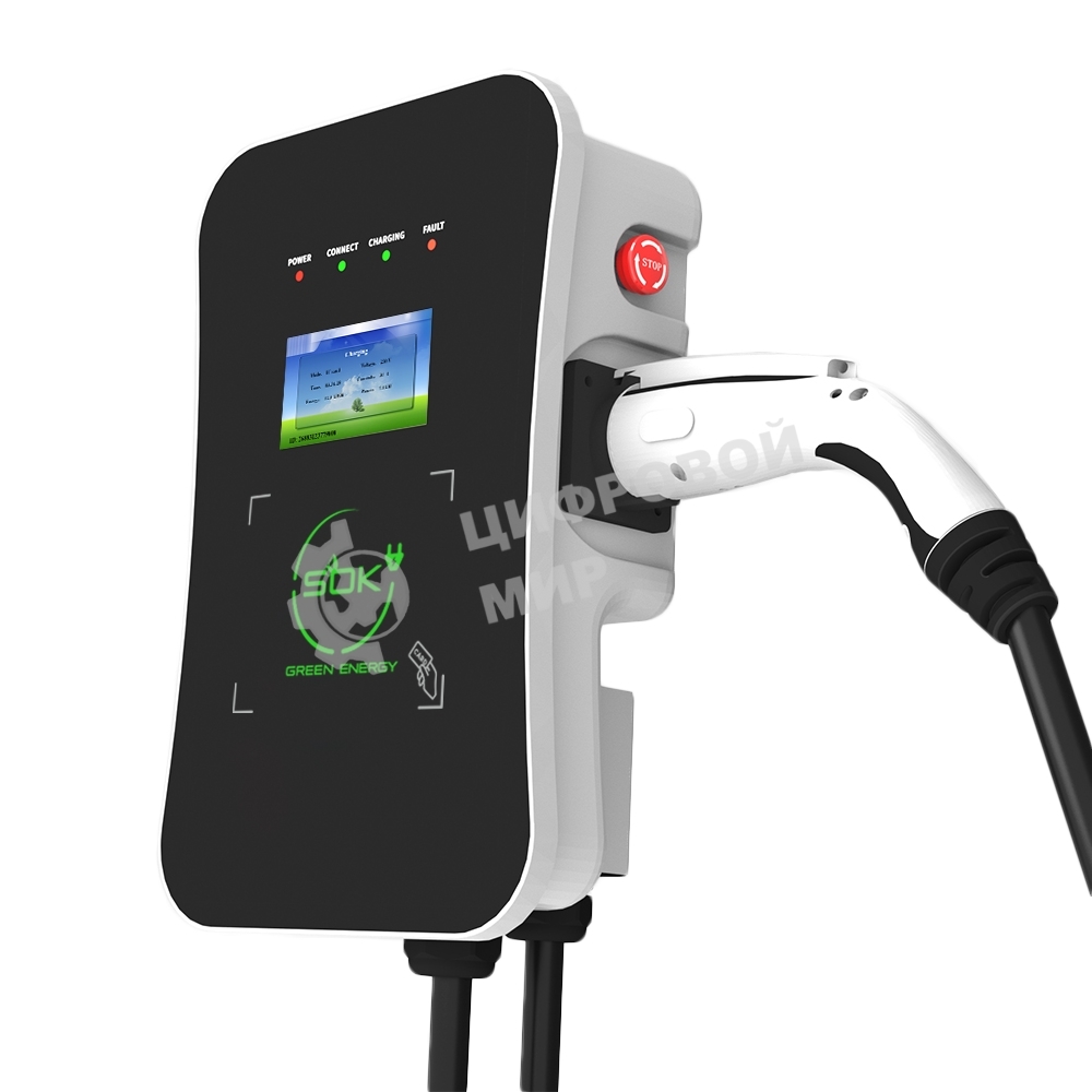 Зарядная станция S'OK Green Energy M3W Series Wallbox EV Charger SM3W32232542-5wf, 3-phase, 22kw (32a/380v), OCPP 1.6J, RFID, WiFi, LAN, уровень защиты IP54, кабель 5м