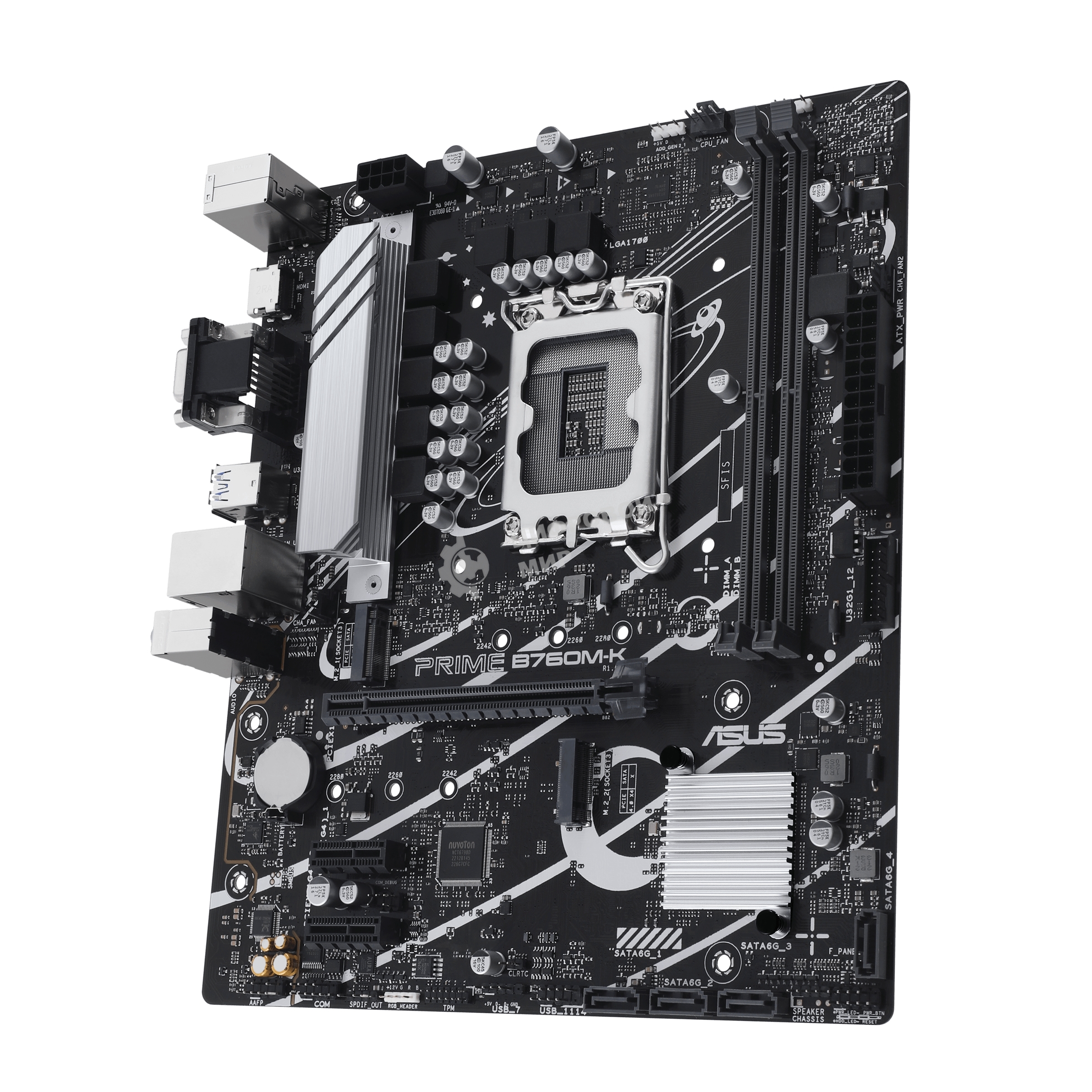 Материнская плата ASUS PRIME B760M-K, LGA 1700, Intel B760, 2xDDR5, 4xSATA, 2xM.2, 1xPCIe 4.0 x16, 2xPCIe x1, 1xHDMI, 1xVGA, 1x 2.5Gb LAN, 2xUSB-A 3.2 Gen 1, 2xUSB-A 2.0, 3x3.5 мм, 7.1, mATX