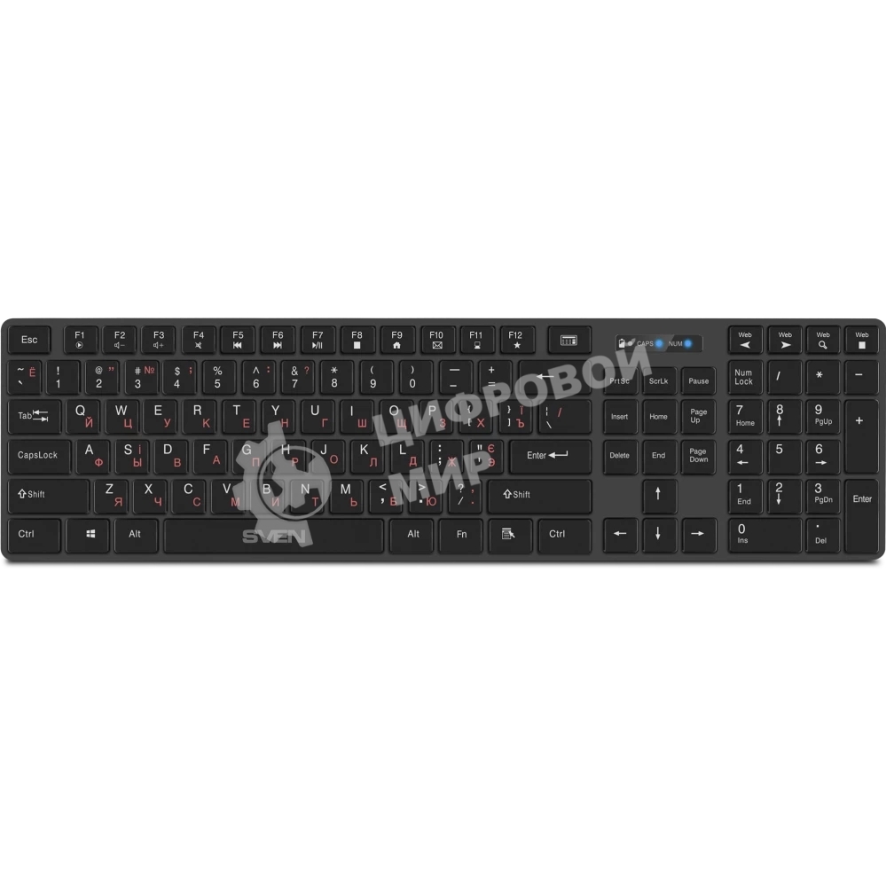Клавиатура Sven KB-E5300W беспроводная, радиоканал, чёрный