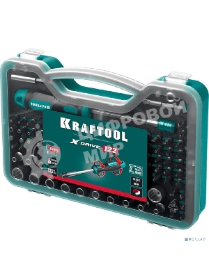 Набор: отвертка-битодержатель с насадками KRAFTOOL X-Drive-122, 122 шт (26816)