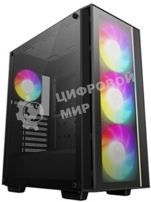 Компьютерный корпус Deepcool MATREXX 55 MESH V4 без БП, боковое окно (закаленное стекло), 3xARGB LED 140мм вентилятора спереди, 1xARGB LED 120мм вентилятор сзади, черный, ATX