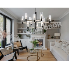 Люстра Ambrella light LH55505/12 SN/BK/CL сатин никель/черный/прозрачный E14*12 max 40W D860*905
