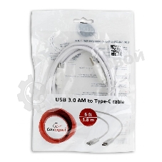 Кабель USB Cablexpert CCP-USB3-AMCM-6-W, USB3.0 AM/USB Type-C, 1.8м, белый, пакет