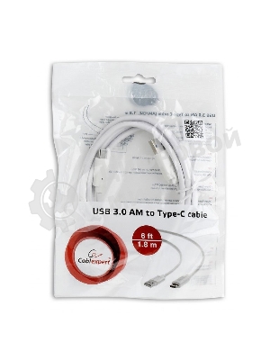 Кабель USB Cablexpert CCP-USB3-AMCM-6-W, USB3.0 AM/USB Type-C, 1.8м, белый, пакет
