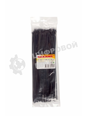 Хомут-стяжка кабельная нейлоновая Rexant 300 x7,6 мм, черная, упаковка 100 шт.
