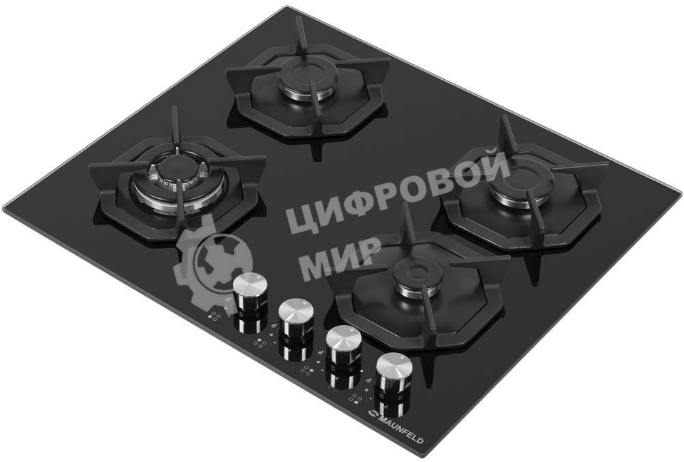 Газовая варочная панель Maunfeld EGHG.64.23CB/G, 4 конфорки, закаленное стекло, черный