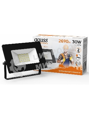 Прожектор светодиодный GAUSS 613527130 LED 30W 2000lm IP65 3000К черный 1/60