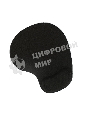 Коврик для мыши с подушкой под запястье Gembird MP-WR-BLACK, черный, 225х195х5мм, ткань/резина, блистер