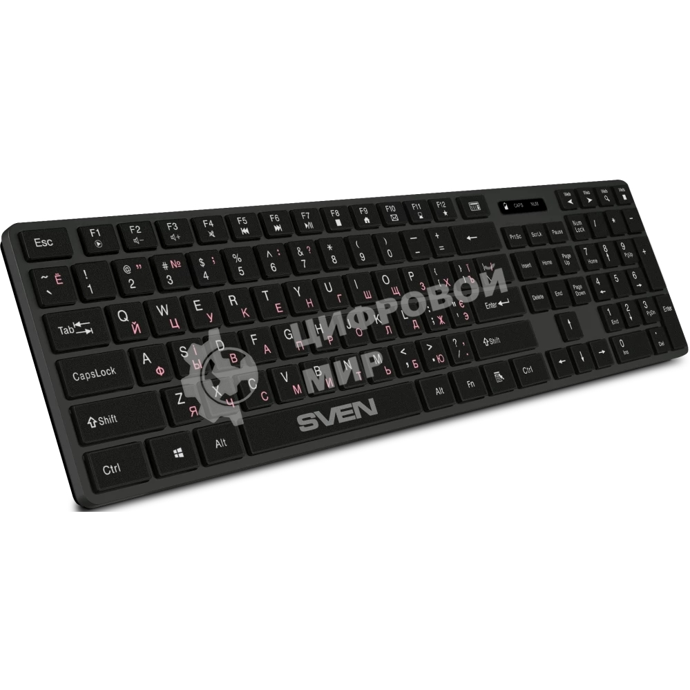 Клавиатура Sven KB-E5300W беспроводная, радиоканал, чёрный