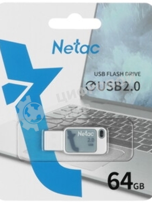Флешка USB Netac UA31 NT03UA31N-064G-20BL), 64Gb, USB 2.0, R/W 110/45, синий/белый