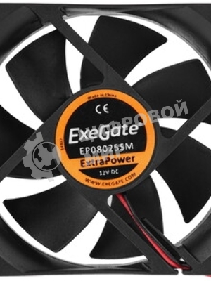 Вентилятор для корпуса ExeGate ExtraPower EP08025SM черный, 80 мм, 2500 об/мин, 25.5 дБ, 2 pin