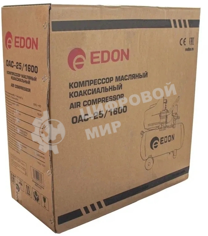 Компрессор поршневой Edon OAC-25/1600 масляный 198л/мин 25л 1600Вт красный