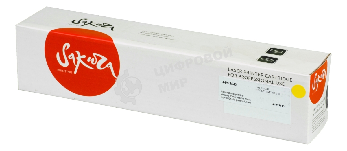 Картридж Sakura 44973543 для OKI C301/321/MC332/342, синий, 1500 к.