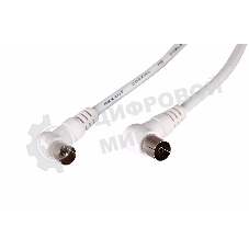 Шнур Rexant ТВ гнездо - ТВ штекер, угловой, 3 м, белый