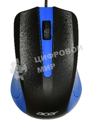 Мышь проводная Acer OMW011 черный/синий, 1200 dpi, USB, кнопки - 3