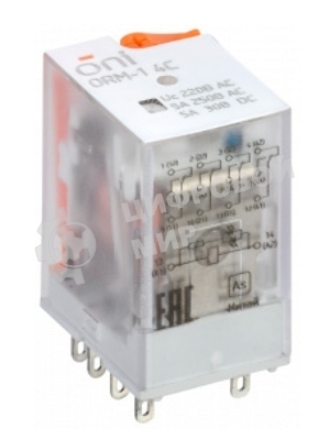 Реле интерфейсное ORM-1 4C 220В AC с LED и тест. кнопкой ONI ORM-1-4C-AC220V-L-B