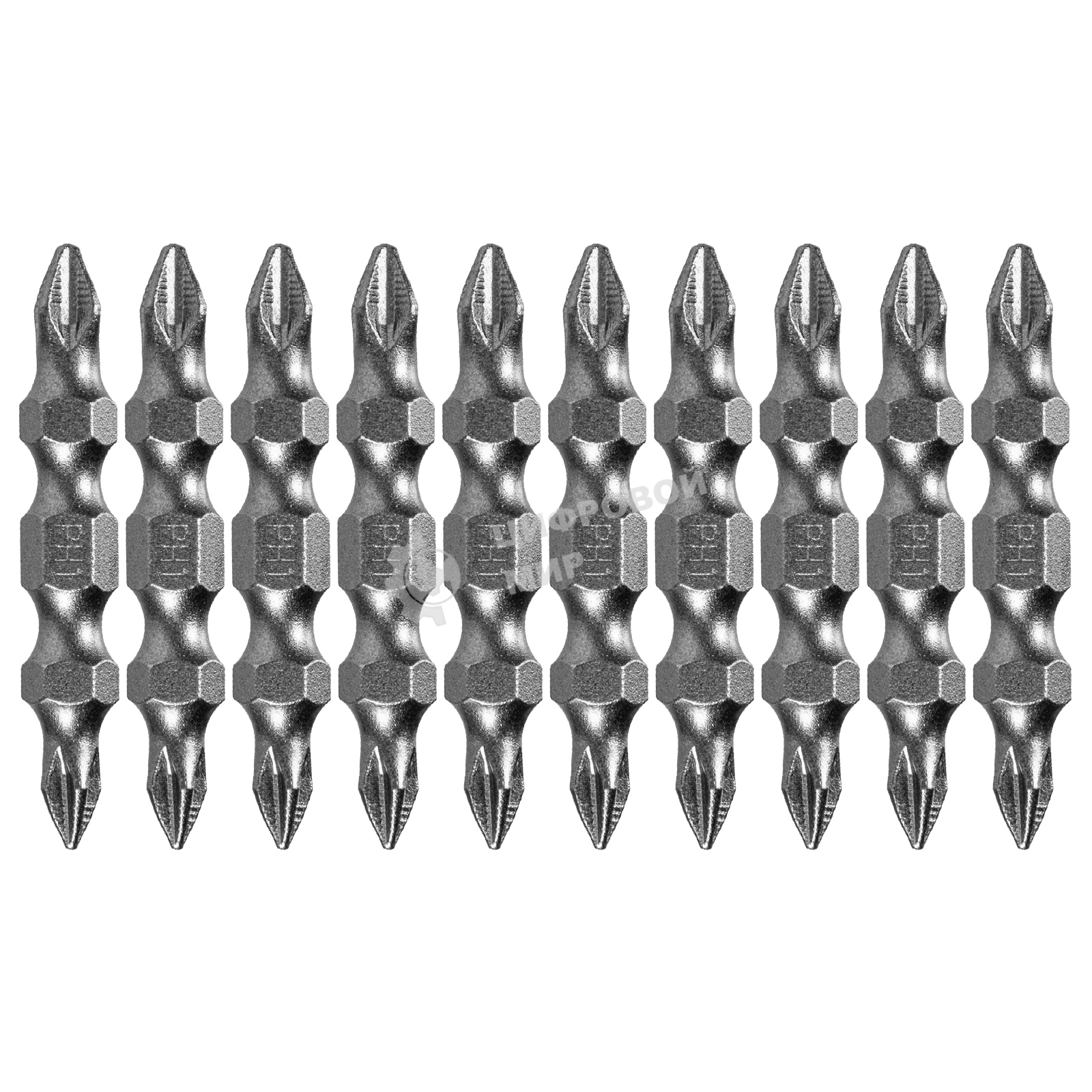 Набор бит Denzel двухстор., PH2-PH1х45 мм, сталь S2, 10 шт.