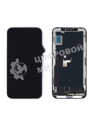 Дисплей Amperin для Apple iPhone X в сборе с тачскрином (Soft Oled), черный