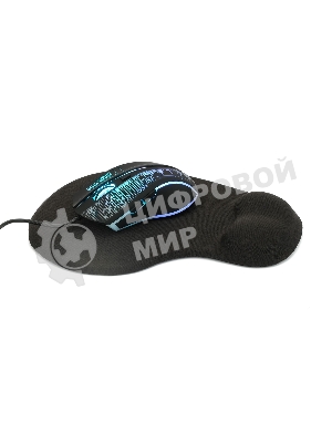 Коврик для мыши с подушкой под запястье Gembird MP-WR-BLACK, черный, 225х195х5мм, ткань/резина, блистер