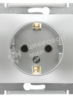 Розетка 1-м СП Glossa 16А с защ. крышкой защ. шторки с заземл. в сборе IP20 алюм. SchE GSL000346