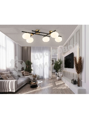 Светильник Ambrella light LH51015/5 BK/BS/FR черный/латунь/белый матовый G9*5 max 28W 800*560*170