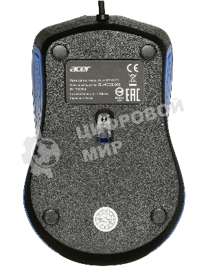 Мышь проводная Acer OMW011 черный/синий, 1200 dpi, USB, кнопки - 3