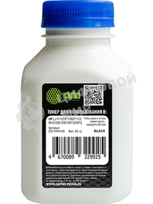 Тонер Cactus CS-THP4-60 черный флакон 60гр. для принтера HP LJ P1005/P1006/P1100/P1102