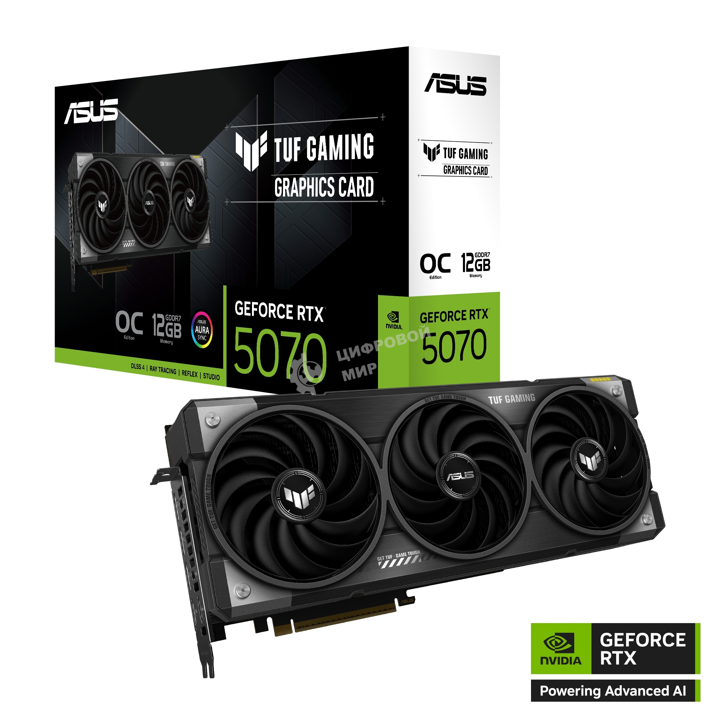 Видеокарта ASUS TUF-RTX 5070-O12G-GAMINGRTX 5070,HDMIx2,DPx3,12G,D7; 90YV0LZ0-M0NA00