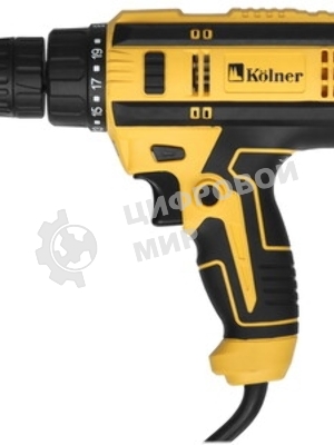 Дрель ударная электрическая Kolner KED 300V 300 Вт, 0- 800 об/мин, быстрозажимной двухмуфтовый патрон 0,8-10 мм, максимальный крутящий момент 14Нм, число ступеней крутящего момента 20+1