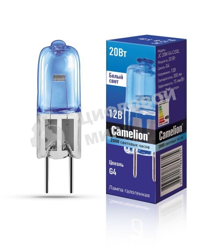 Лампа галогенная JC 20Вт 12В g4 COOL Camelion 11465