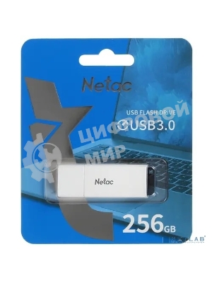 Флешка USB Netac U185 (NT03U185N-256G-30WH), 256Gb, USB 3.0, R/W 100/25, белый/серый