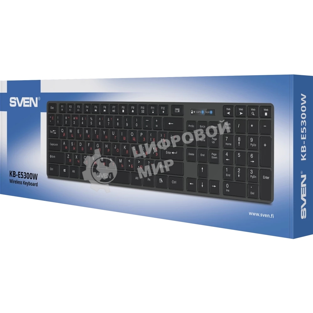 Клавиатура Sven KB-E5300W беспроводная, радиоканал, чёрный