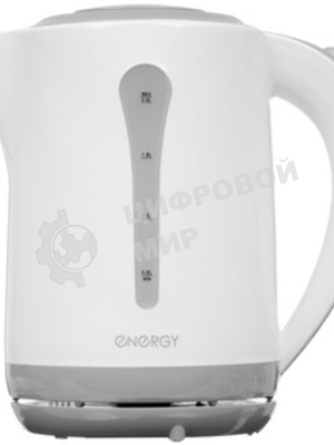 Электрочайник Energy E-213 белый/серый, 2.5 л, 2200 Вт, скрытый нагревательный элемент