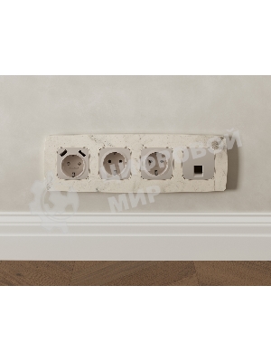 Комплект мех-ма компьютерной розетки RJ-45 экранированной с автоматической защитной шторкой OMEGA Серо-бежевый матовый QUANT (OP3720, VM185) MO372005