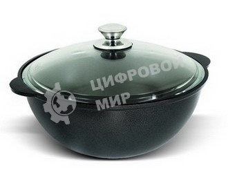 Казан литой 4,5 л КУКМОР К-47а 4,5 л. стеклянная крышка. Для плова, линия 