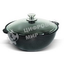 Казан литой 4,5 л КУКМОР К-47а 4,5 л. стеклянная крышка. Для плова, линия 