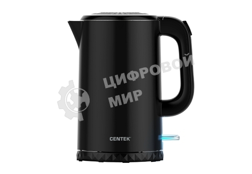 Чайник электрический Centek CT-0020 черный металл 1.7 л, 2200 Вт, бесшовная колба, двойные стенки