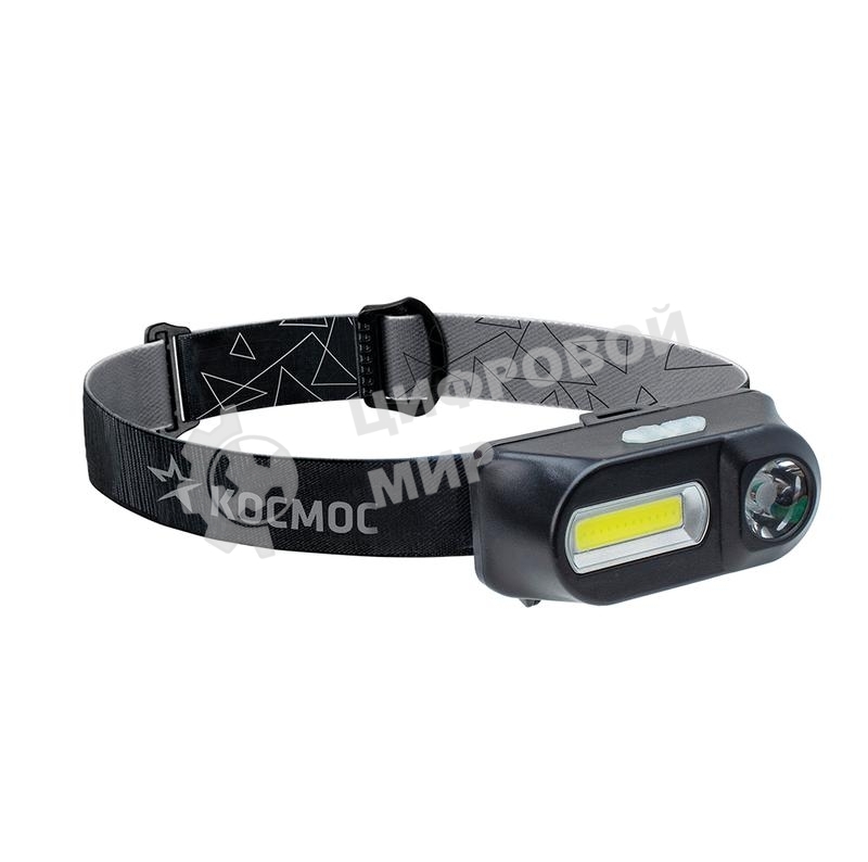 Фонарь налобный Космос с зумом 3Вт ХРЕ 3Вт СОВ сменный аккум. 1200mAh
