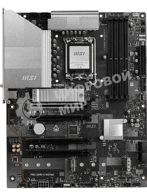 Материнская плата MSI PRO Z890-S WIFI6E, LGA1851, Intel Z890, 4xDDR5, 4xSATA, 3xM.2, 1xPCIe 5.0 x16, 1xPCIe 4.0 x4, 1xPCIe 3.0 x1, 1xHDMI, 1xDisplayPort, 1x 2.5Gb LAN, 6xUSB 5Gbps Type-A, 1xUSB 20Gbps Type-C, 3x3.5 мм, 7.1, ATX