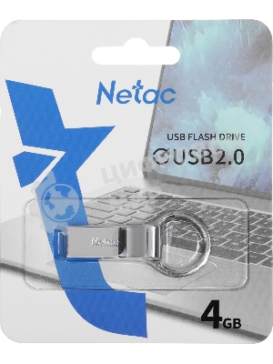 Флешка USB Netac U275 (NT03U275N-004G-20SL), 4Gb, USB 2.0, R/W 50/15, серебристый