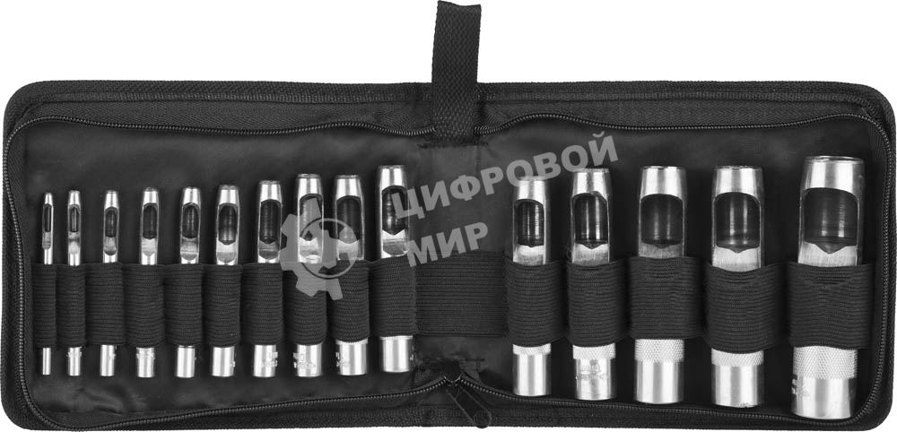 Набор Зубр 22949-H15 МАСТЕР. Пробойники для кожи, 3-25мм, 15шт