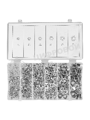 Набор гаек Сибртех М3, М4, М5, М6, М8, М10, 600 предметов